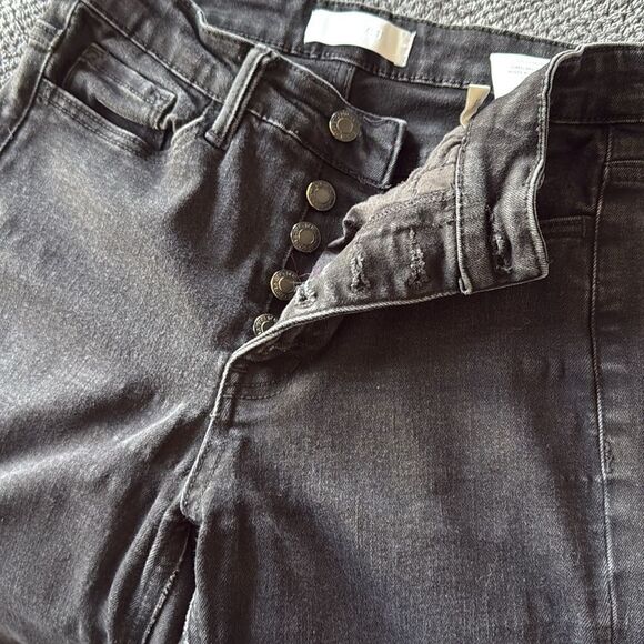 Vervet High Rise Black Distressed Super Flare Raw Hem Stretch Jeans Size 26 - Picture 5 of 8